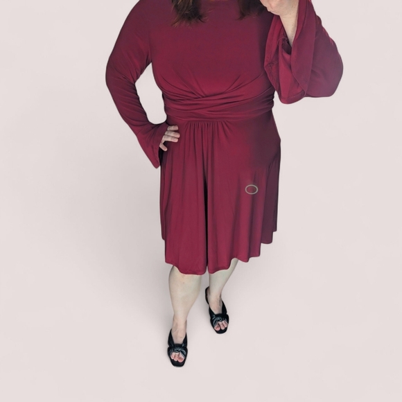 Harper Rose Bell Sleeve Dress Size 14 Color Burgundy (EUC) - Picture 12 of 14